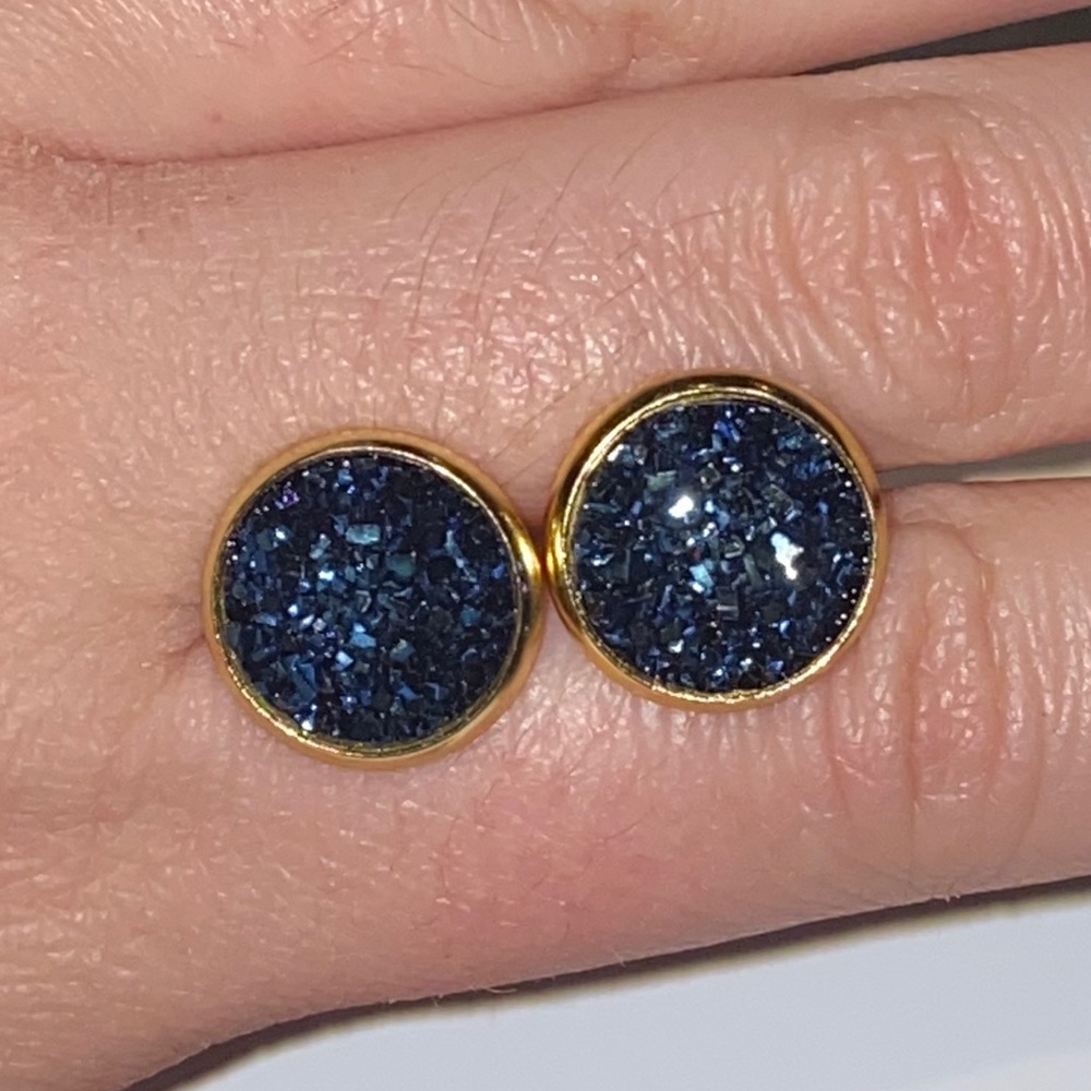 Stainless Steel Resin Druzy Earrings - Picture 5 of 5